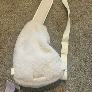 Steve Madden White Sherpa Crossbody Bag